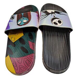 NWT Disney Nightmare Before Christmas Slides Sz 8 Jack & Sally Holographic Strap
